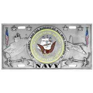 United States Navy 3 D Pewter License Plate  Sports 