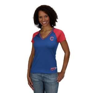  Chicago Cubs Womens In the Dust Top, (Blue/Red): Sports 