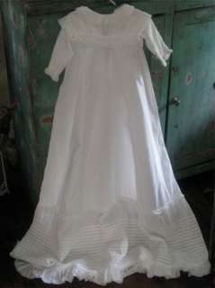   Vintage Christening Gown  Dress Lace/pintuck Bodice Baby Baptism