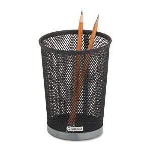  Rolodex  Silver And Black Jumbo Metal Mesh Pencil Cup, 4 