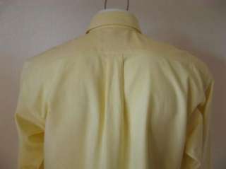 Mens PEANUTS Snoopy Sewn Logo Long Sleeve Yellow Oxford Dress Shirt L 