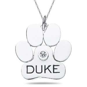    Personalized Dog Paw Pendant in Sterling Silver Ruby Jewelry