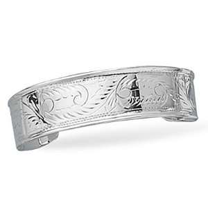  Sterling Silver Engraved Cuff Bracelet: West Coast Jewelry 