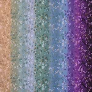  45 Wide Nara Gardens Floral Drift Gradient Teal Fabric 