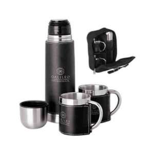   flask and cup set with removable sleeve. 