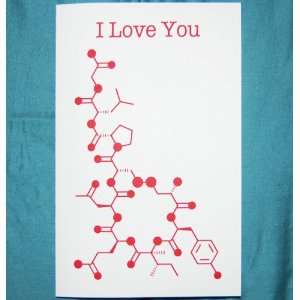  Oxytocin Red Molecular Greeting Card   I Love You 
