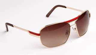 Women Men Aviator Sunglasses Gold Red Brown Metal Frame  