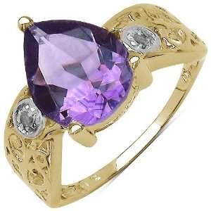  14K Gold Plated 1.47 Carat Genuine Amethyst and 0.03 ct. t 