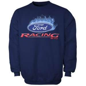  Ford Navy Blue Racing Crew Sweatshirt: Sports & Outdoors