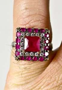   77ctw Ruby & Sapphire Sterling Rose Gold/925 Ring 6.5g Sz8.75  