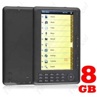TFT 8GB E Book Reader Media Player with FM BD5 1789  
