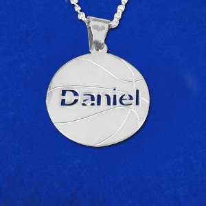  Sterling Silver Personlized Basketball Pendant: Jewelry