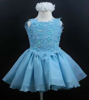   National Glitz Short Blue Pageant Dress Sequin Sz1 2 3 4 5 6 7  