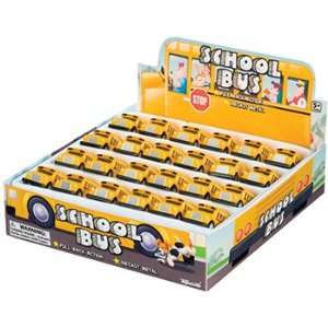  Mini Pull Back School Bus Display Of 24 Toys & Games