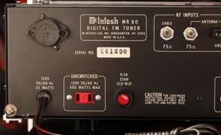 McIntosh MR80 Vintage Audiophile Digital FM Tuner w/ Box & Manual MR 