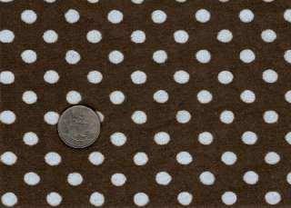 BROWN BLUE POLKA DOT MINKY CHENILLE SEWING FABRIC 30x36  