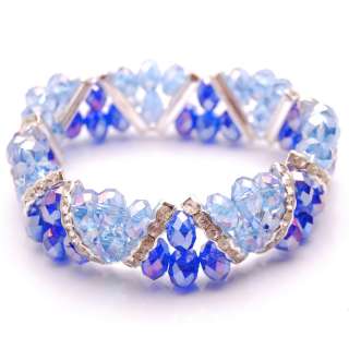   Cobalt Blue Crystal and Rhinestone Stretch Bracelet  