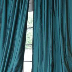Faux Silk Signature Teal 84 inch Curtain Panel  