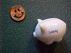 vintage miniature porcelain pig bank christine happy face penny 