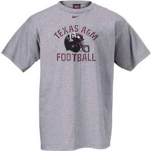  Nike Texas A&M Aggies Grey Football Helmet T shirt: Sports 
