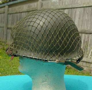 WWII US ARMY M 1 COMBAT HELMET WITH INLAND LINER & NET  