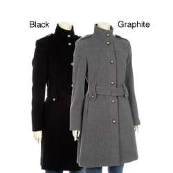 Tommy Hilfiger Womens Military Wool Belted Coat  