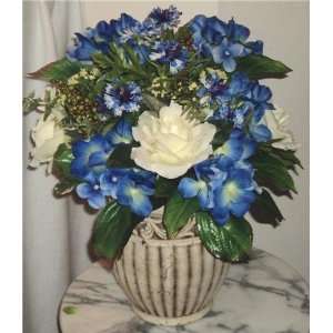  Blue Silk Hydrangea Floral Arrangement