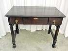   1900s 3 Drawer Library Table Dark Mahogany w Large Paw Feet NICE