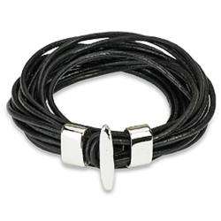 Black Leather Multi cord Bracelet  Overstock