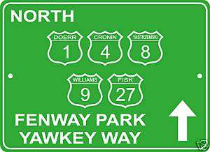 Boston Red Sox Fenway Park Interstate sign w retired #s  