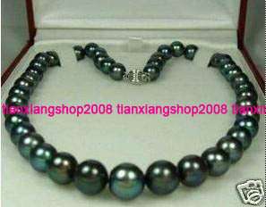 Charming7 8MM Black Tahitian Pearl Necklace 18 free  