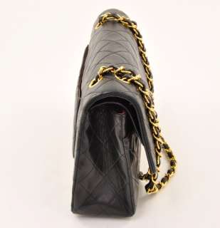 Authentic Black Quilted Chanel 2.55 10 shoulder bag CC gold Chain 