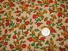 Vintage Cotton Fabric SMALL RED AND SHADES OF GOLD FLOR