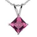 14k White Gold and Sterling Silver Pink Topaz Necklace