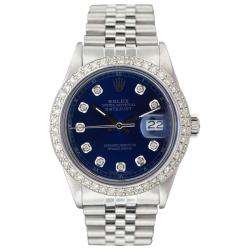   Mens Datejust White Gold Blue Diamond Dial Watch  Overstock