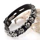   Leather Skull Studs Belt Gothic Punk Rock Bracelet Cuff Wristband