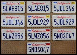 Pair California License Plates Plate Car Tag Bulk Lot  