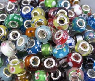   100p Mix Murano Lampwork glass beads fit Charm bracelet ★GM18  