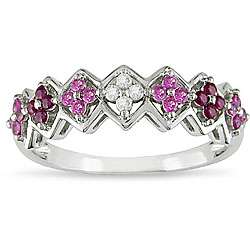 10k White Gold Ruby and Pink Sapphire Ring  Overstock