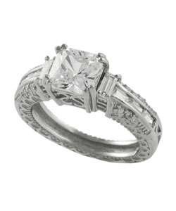 Tressa Sterling Silver Square CZ Pave style Ring  Overstock