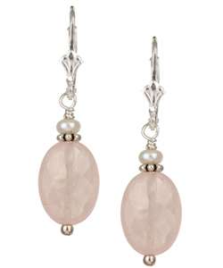 Charming Life Sterling Silver Pink Rose Quartz Drop Earrings 