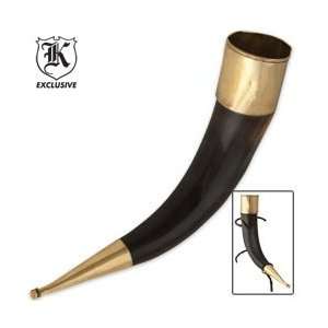 Natural Horn Drinking Horn with Brass Cap 15 Inch  Sports 