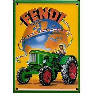  Fendt Tractors Globe metal postcard / mini sign: Home 