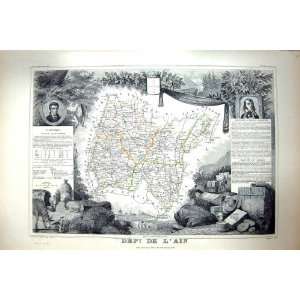  French Antique Map C1845 De LAin France Belley Bourg 