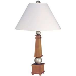   /SIL York Wood Table Lamp, Fabric Shade, Silver: Home Improvement