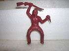   1950 RUBBER INDIAN W/KNIFE RIFLE 60MM MX266 TOY SOLDIER STOCKADE red