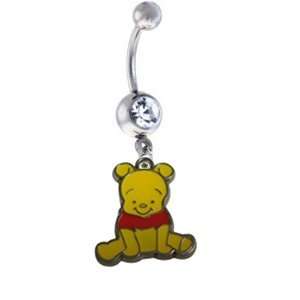   The Pooh Sitting Down Sexy Cute Crystal Belly Navel Ring: Jewelry
