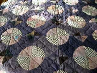 ANTIQUE 1800S WOOL QUILT HAND QUILTED PRIMITIVE FABRICS  