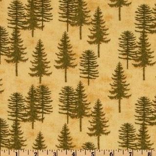44 Wide Back Country Flannel Trees Cream Fabric By The Yard