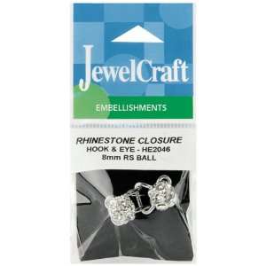  Jewelcraft 8mm Rhinestone Hook & Eye   Ball 1PK/Clear 